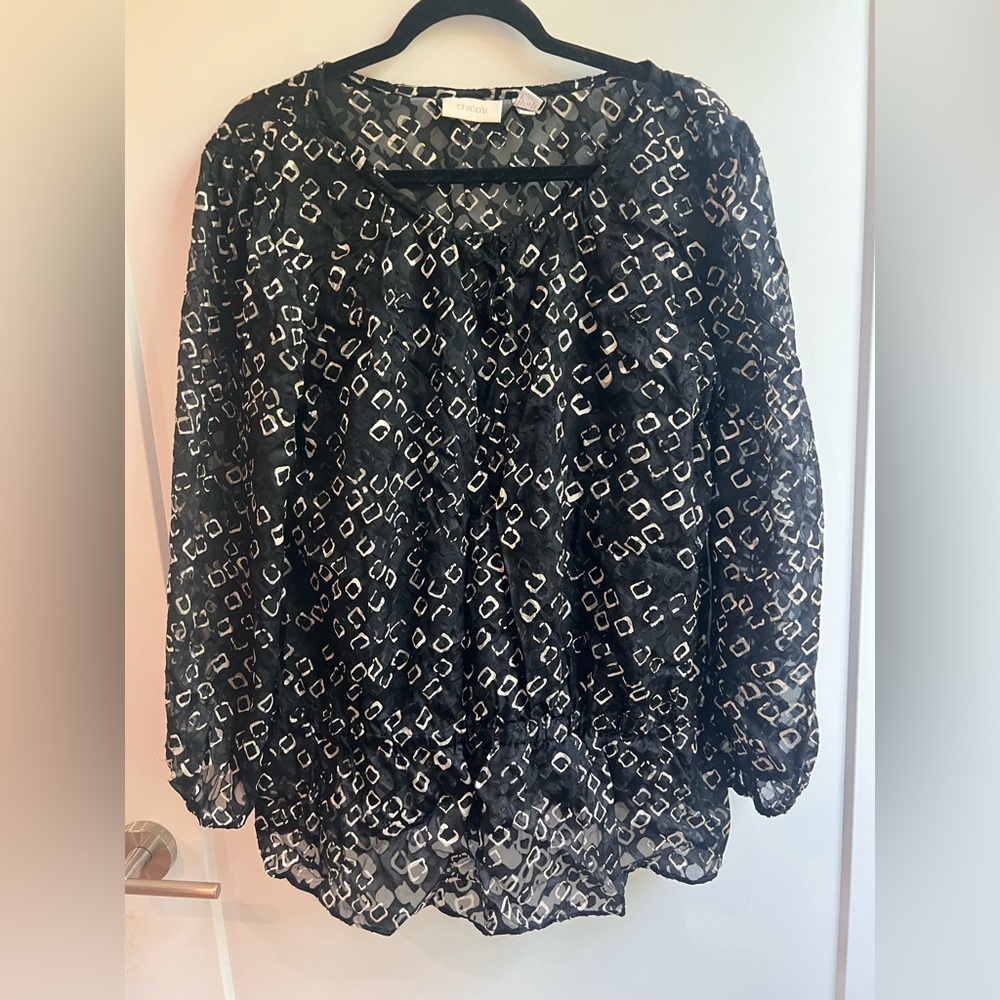 Chicos Black Sheer Women's Top